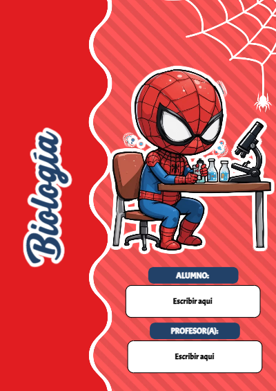 Portada de Spiderman de Biología Editable para Imprimir Gratis