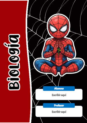 Portada de Spiderman de Biología para cuaderno colorida y creativa - perfecto para organizar tus apuntes