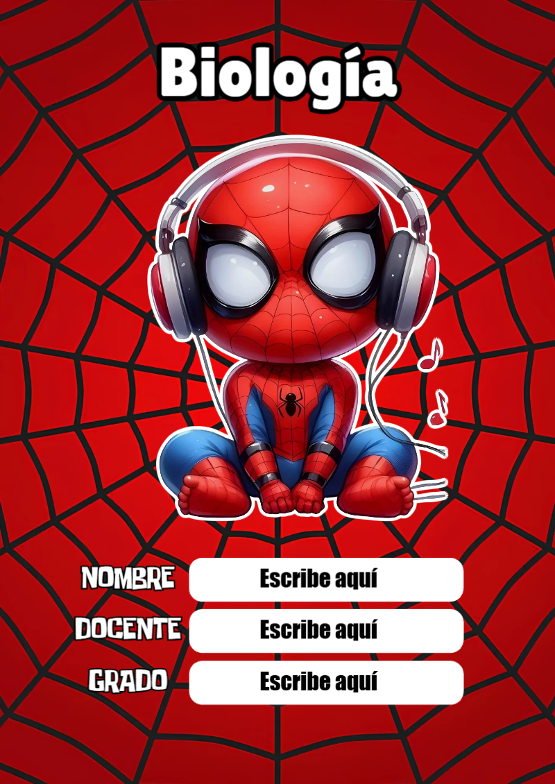 Portada de Spiderman de Biología Editable para Imprimir Gratis