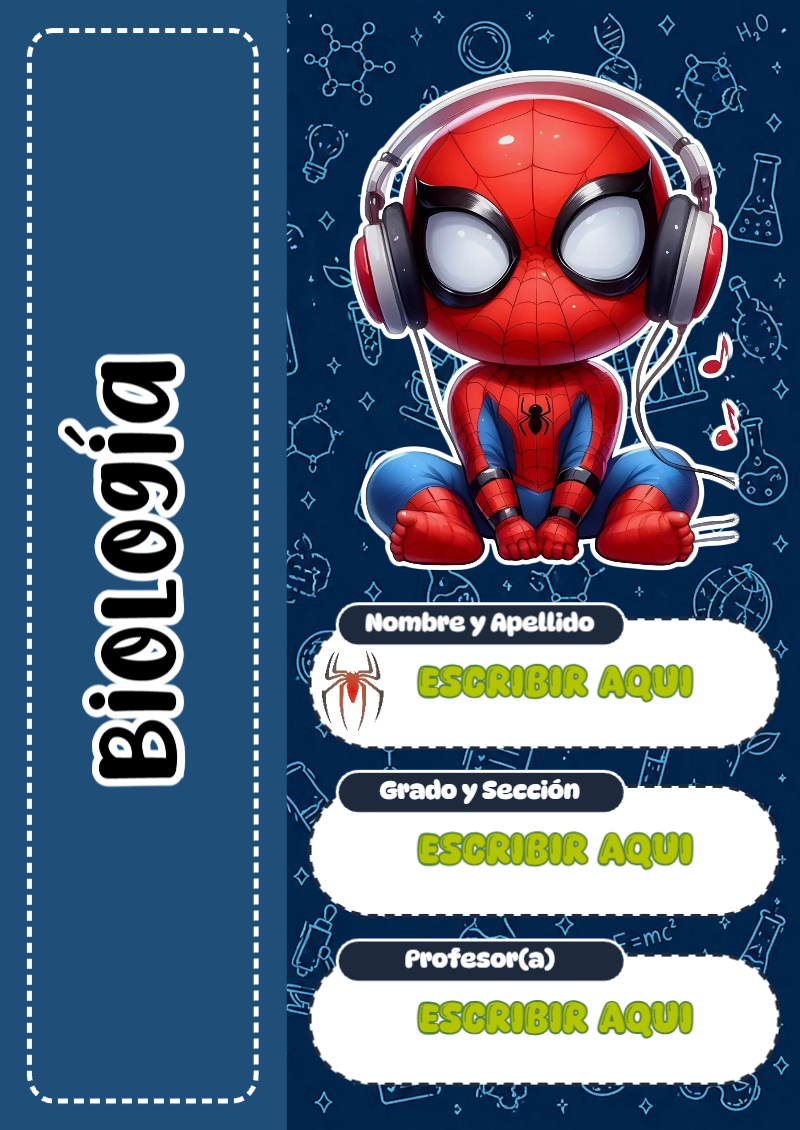 Portada de Spiderman de Biología para cuaderno para primaria - para todas las edades y grados