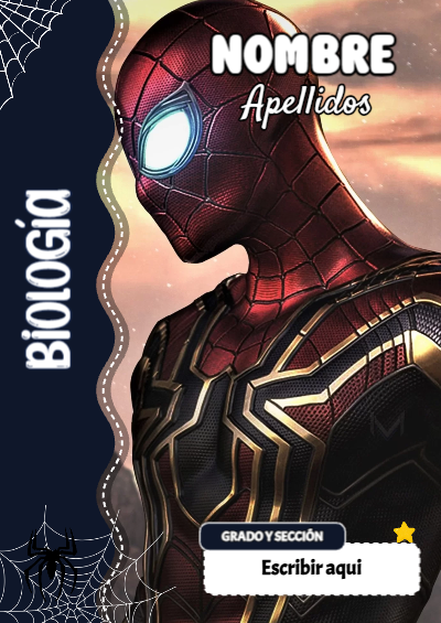 Portada de Spiderman de Biología Editable para Imprimir Gratis