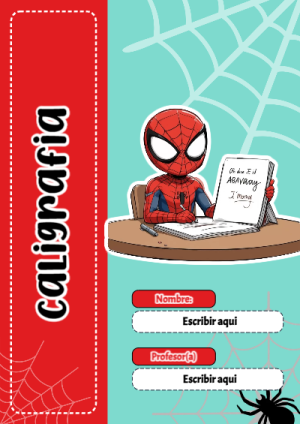 Portada de Spiderman de Caligrafia para cuaderno en tamaño A4 - disponible para descarga gratuita