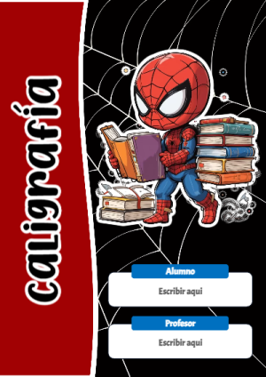 Portada de Spiderman de Caligrafía para cuaderno escolar para imprimir gratis - diseño exclusivo y original