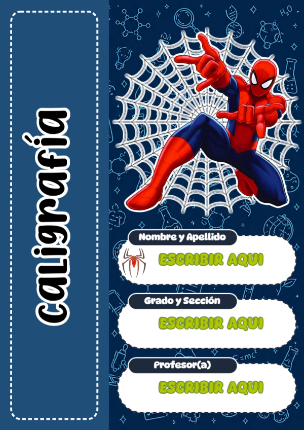 Portada de Spiderman de Caligrafía para cuaderno bonita para imprimir - disponible para descarga gratuita