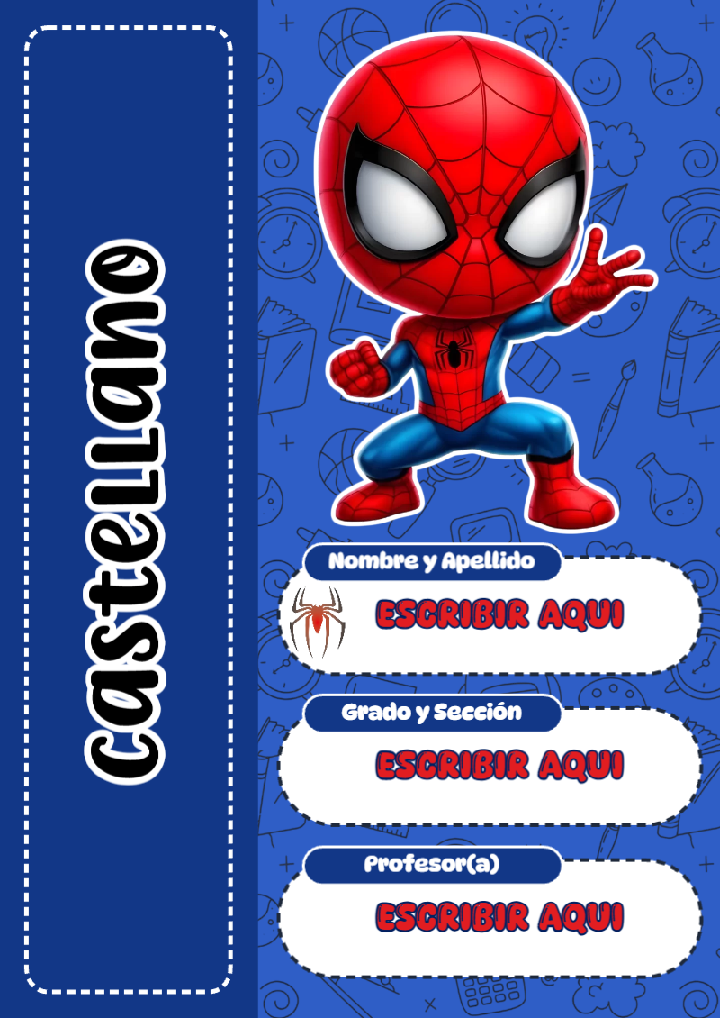 Portada de Spiderman de Castellano para cuaderno ideal para niños - estilo único para estudiantes