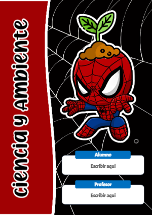 Portada de Spiderman de Ciencia y Ambiente para cuaderno decorativa y bonita - creación especial de Mini Canva