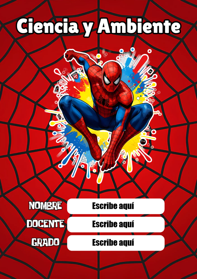 Portada de Spiderman de Ciencia y Ambiente Editable para Imprimir Gratis