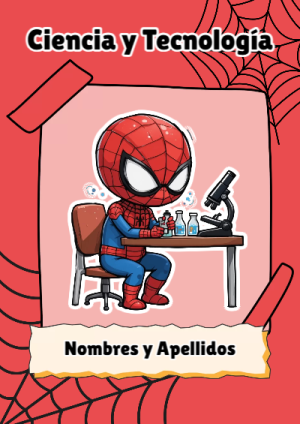 Portada de Spiderman de Ciencia y Tecnología para cuaderno colorida y creativa - para el regreso a clases