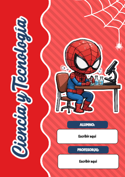 Portada de Spiderman de Ciencia y Tecnología Editable para Imprimir Gratis