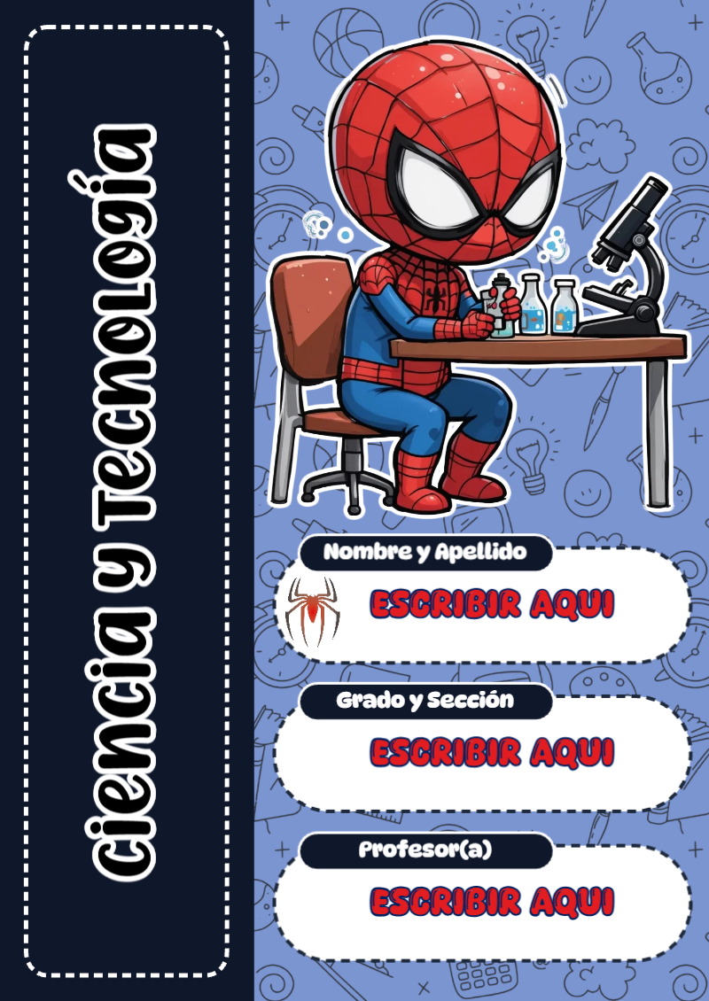 Portada de Spiderman de Ciencia y Tecnología para cuaderno para estudiantes - diseño exclusivo y original