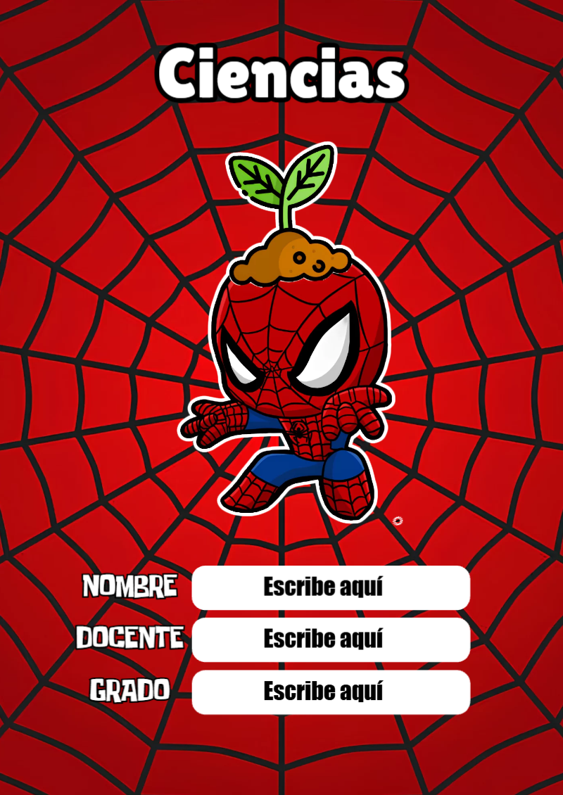 Portada de Spiderman de Ciencias Editable para Imprimir Gratis