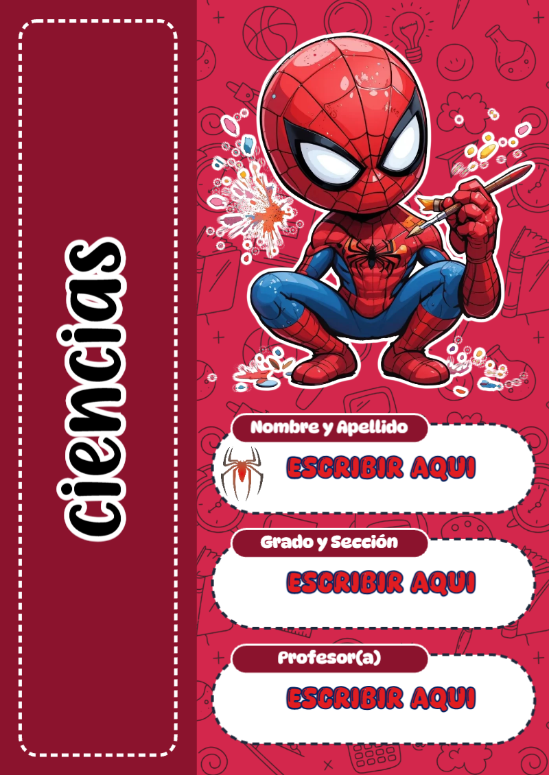 Portada de Spiderman de Ciencias para cuaderno escolar para imprimir gratis - disponible para descarga gratuita