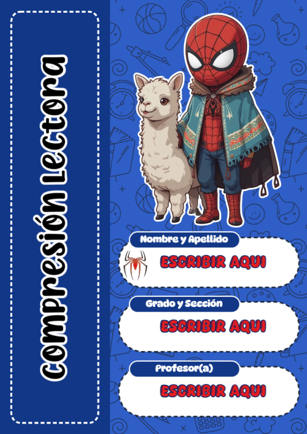 Portada de Spiderman de Compresión Lectora para cuaderno escolar creativa - ideal para el nuevo año escolar