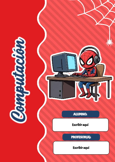 Portada de Spiderman de Computación Editable para Imprimir Gratis