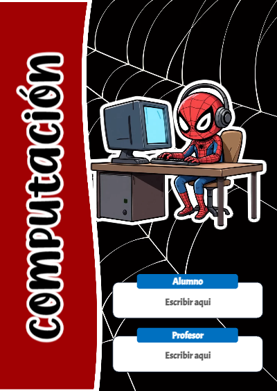 Portada de Spiderman de Computación para cuaderno para clases - con colores vivos y llamativos