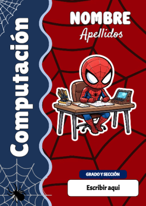 Portada de Spiderman de Computación para cuaderno con diseño escolar - diseño exclusivo y original