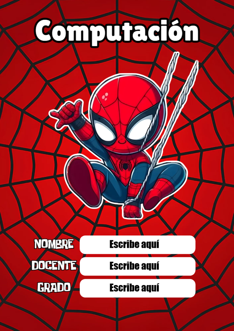 Portada de Spiderman de Computación para cuaderno lista para imprimir en A4 - disponible para descarga gratuita