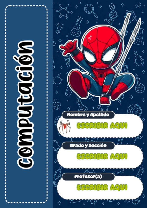 Portada de Spiderman de Computación para cuaderno con estilo infantil - creación especial de Mini Canva