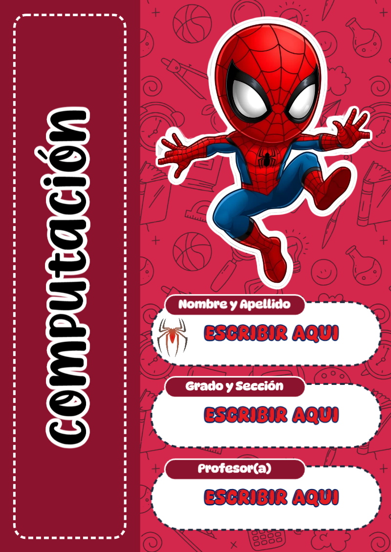 Portada de Spiderman de Computación Editable para Imprimir Gratis