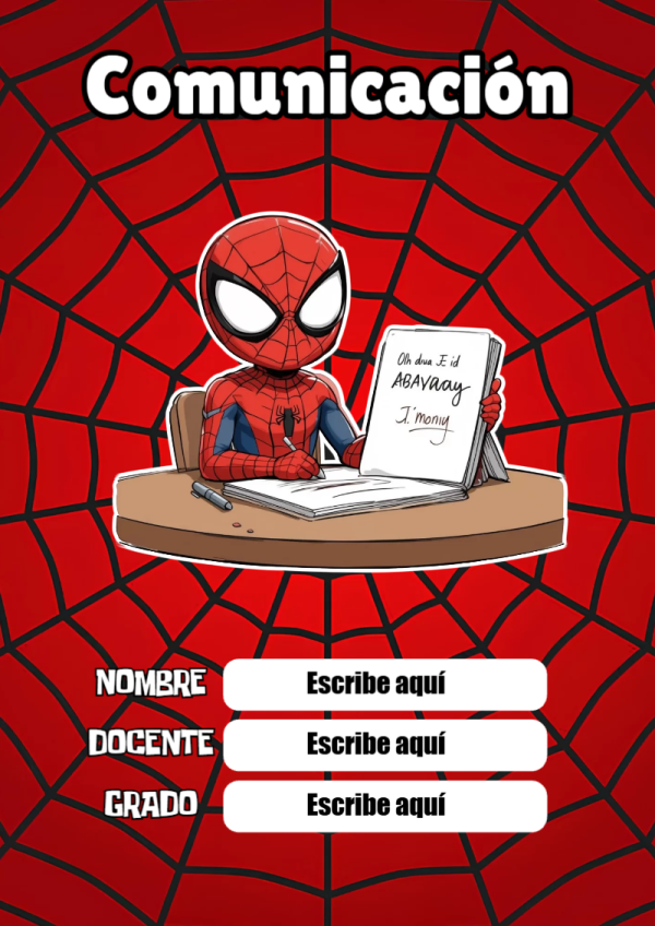 Portada de Spiderman de Comunicación para cuaderno en tamaño A4 - versión premium para imprimir