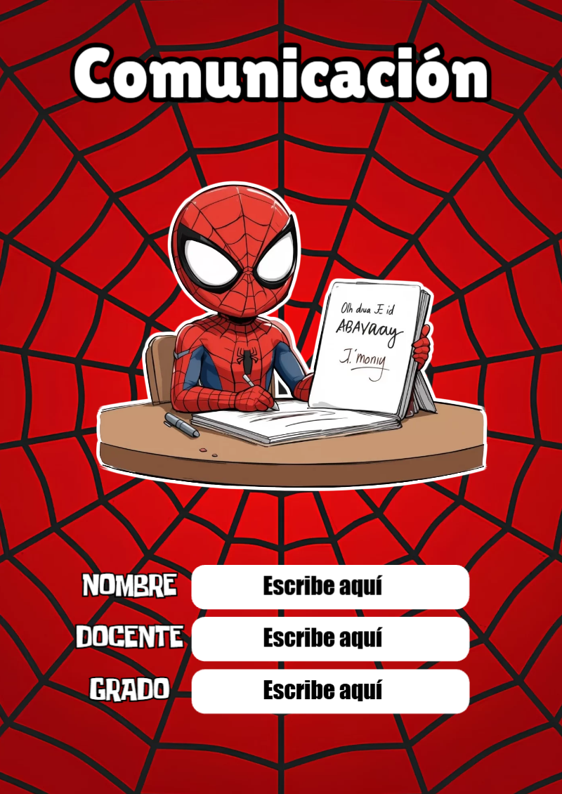 Portada de Spiderman de Comunicación para cuaderno en tamaño A4 - versión premium para imprimir