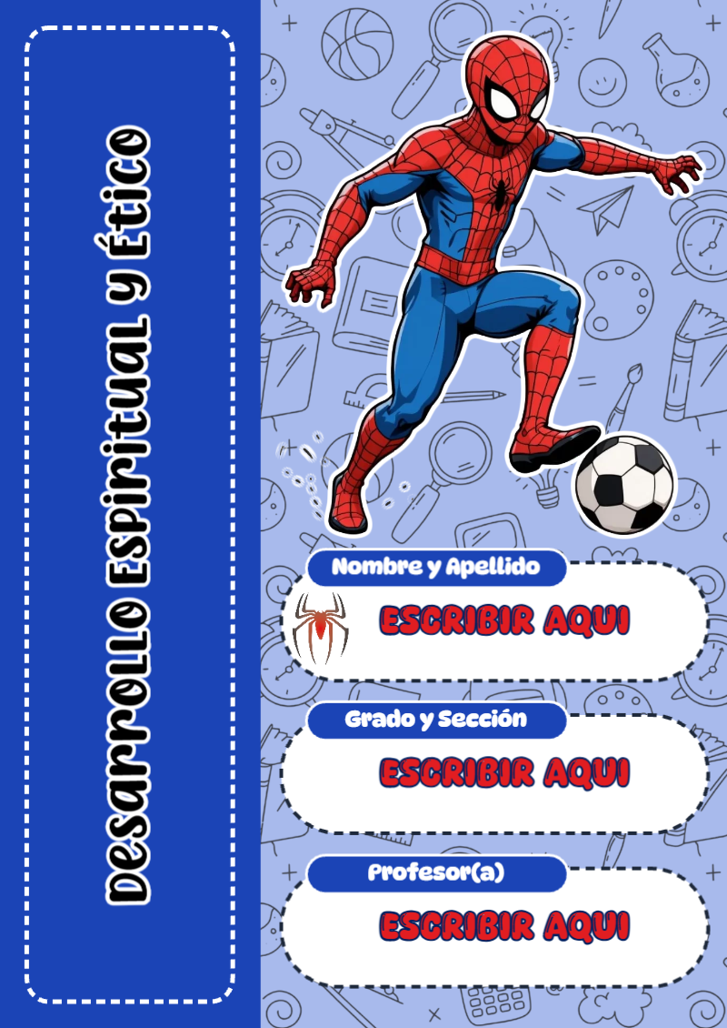 Portada de Spiderman de Desarrollo Espiritual y Ético Editable para Imprimir Gratis