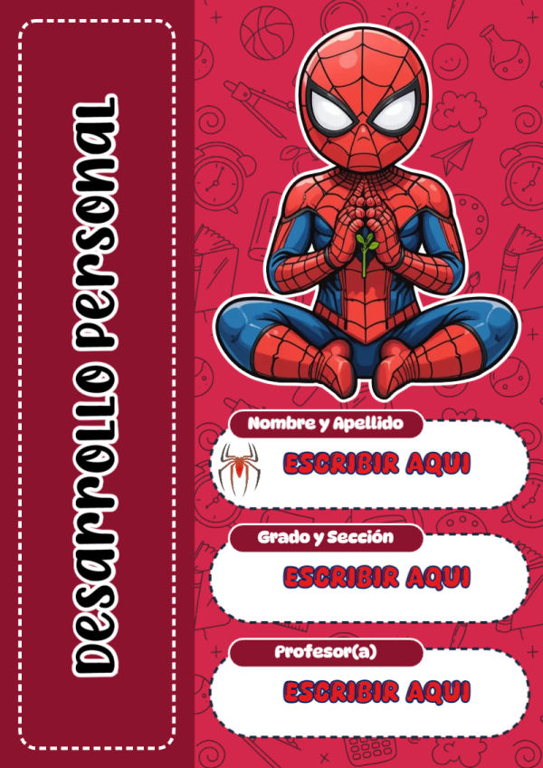 Portada de Spiderman de Desarrollo Personal para cuaderno personalizada para imprimir - ideal para cuadernos de espiral
