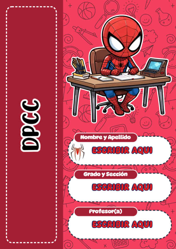 Portada de Spiderman de DPCC para cuaderno escolar para imprimir gratis - diseño escolar moderno