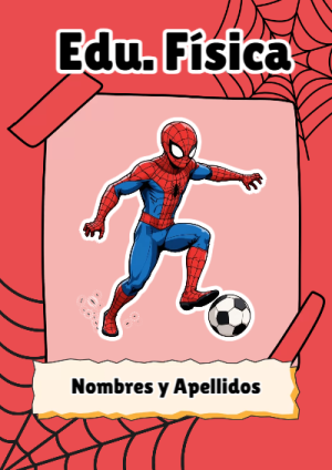 Portada de Spiderman de Edu. Física para cuaderno para niños de primaria - formato digital listo para usar