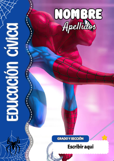 Portada de Spiderman de Educación Cívica Editable para Imprimir Gratis