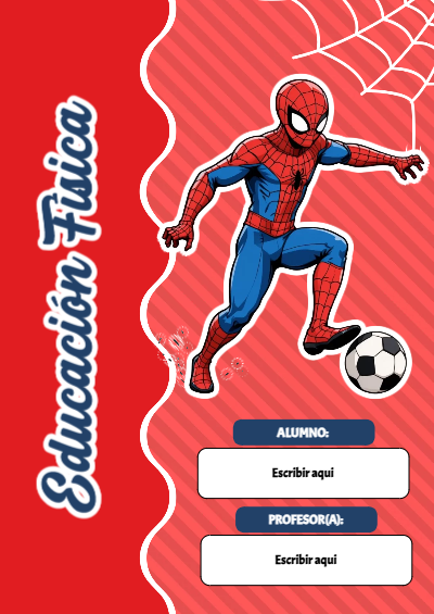 Portada de Spiderman de Educación Física Editable para Imprimir Gratis