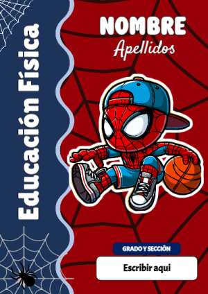 Portada de Spiderman de Educación Física para cuaderno ideal para niños - disponible para descarga gratuita