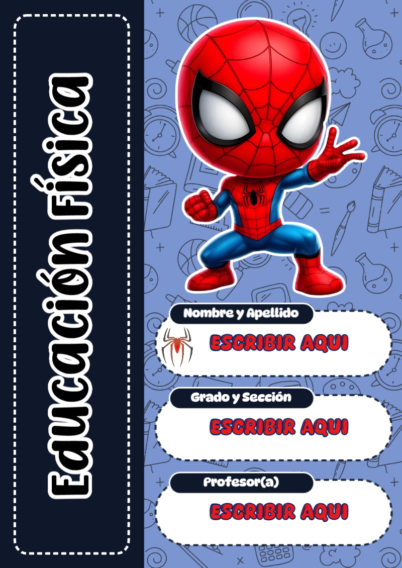 Portada de Spiderman de Educación Física Editable para Imprimir Gratis