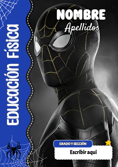 Portada de Spiderman de Educación Física para cuaderno con diseño escolar - ideal para cuadernos de espiral