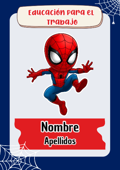 Portada de Spiderman de Educación para el Trabajo Editable para Imprimir Gratis