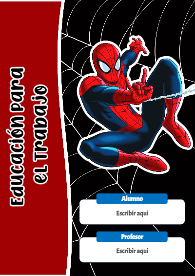 Portada de Spiderman de Educación para el Trabajo para cuaderno fácil de imprimir - para todas las edades y grados