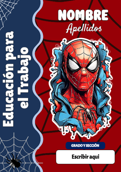 Portada de Spiderman de Educación para el Trabajo Editable para Imprimir Gratis