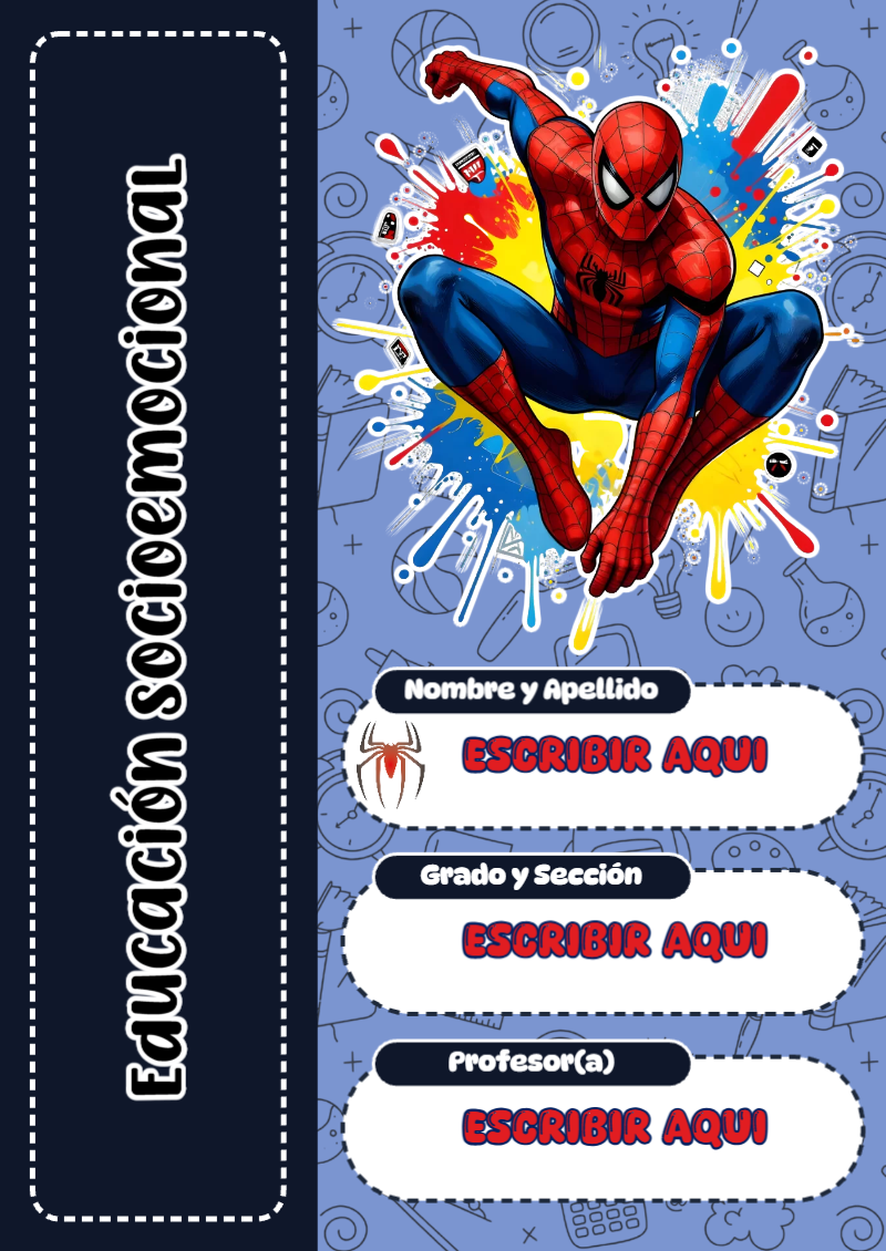 Portada de Spiderman de Educación Socioemocional Editable para Imprimir Gratis