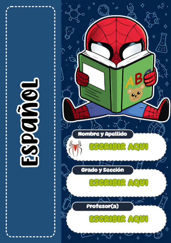 Portada de Spiderman de Español para cuaderno en formato A4 - disponible para descarga gratuita