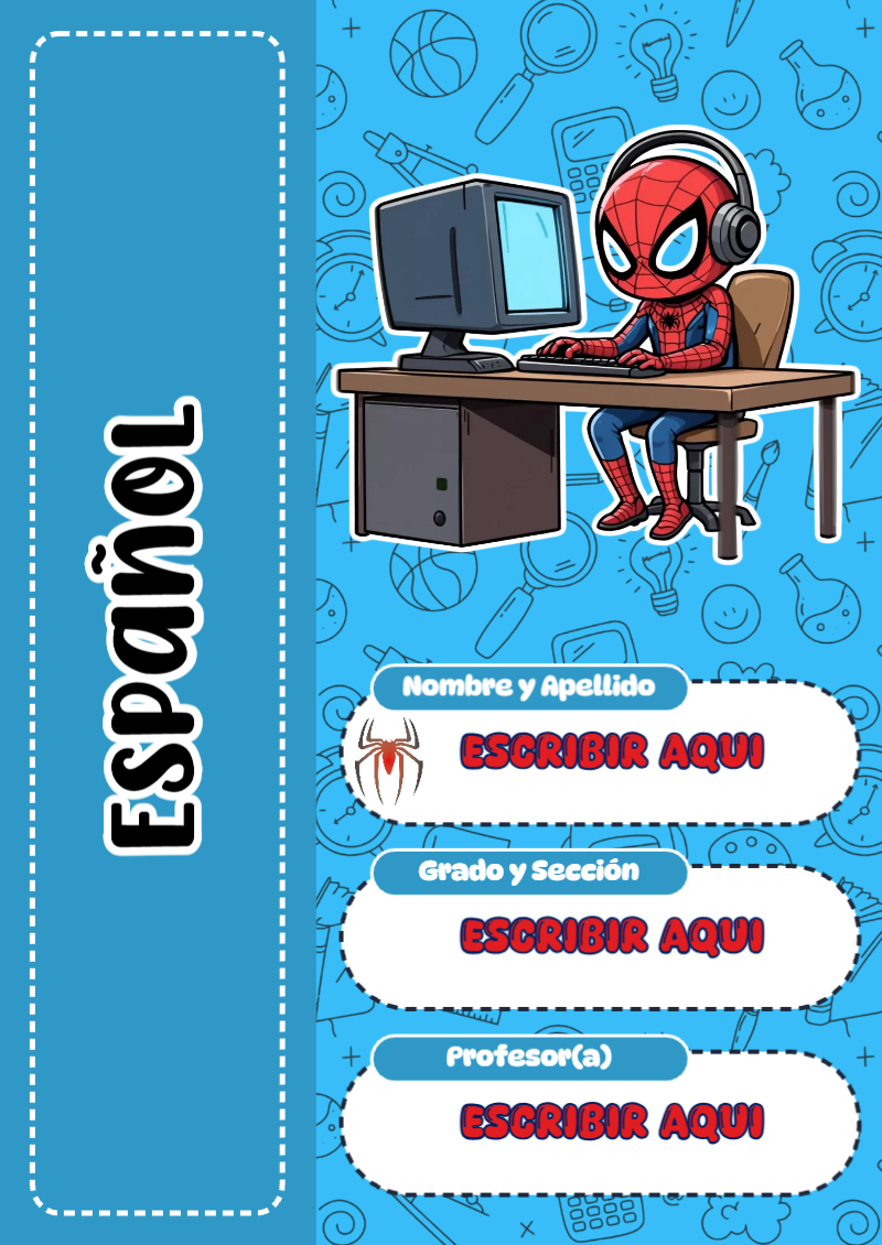Portada de Spiderman de Español Editable para Imprimir Gratis