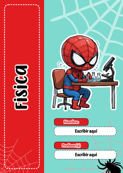 Portada de Spiderman de Fisica Editable para Imprimir Gratis