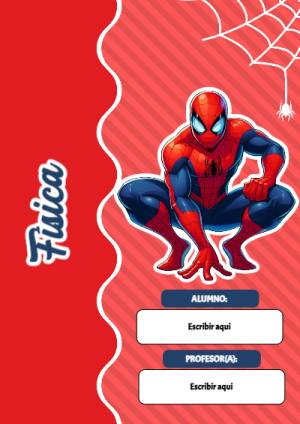 Portada de Spiderman de Física para cuaderno con diseño escolar - disponible para descarga gratuita