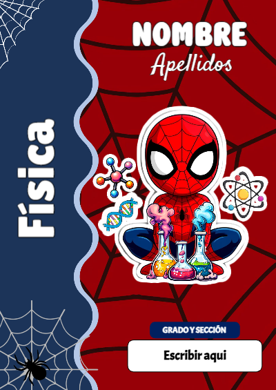 Portada de Spiderman de Física Editable para Imprimir Gratis