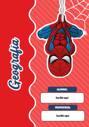 Portada de Spiderman de Geografía para cuaderno con estilo infantil - ideal para cuadernos de espiral
