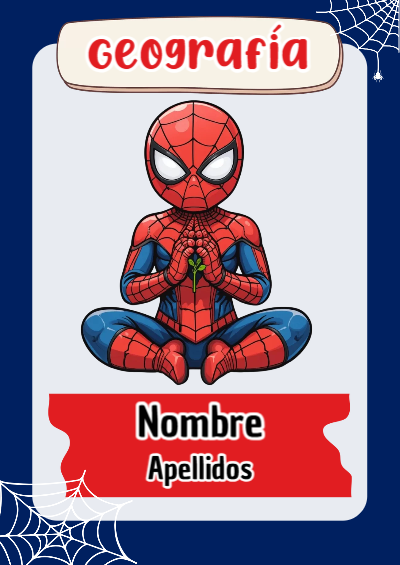 Portada de Spiderman de Geografía Editable para Imprimir Gratis