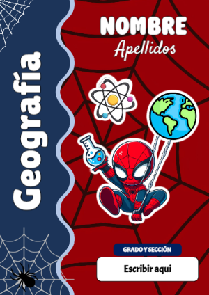 Portada de Spiderman de Geografía para cuaderno en formato A4 - para el regreso a clases