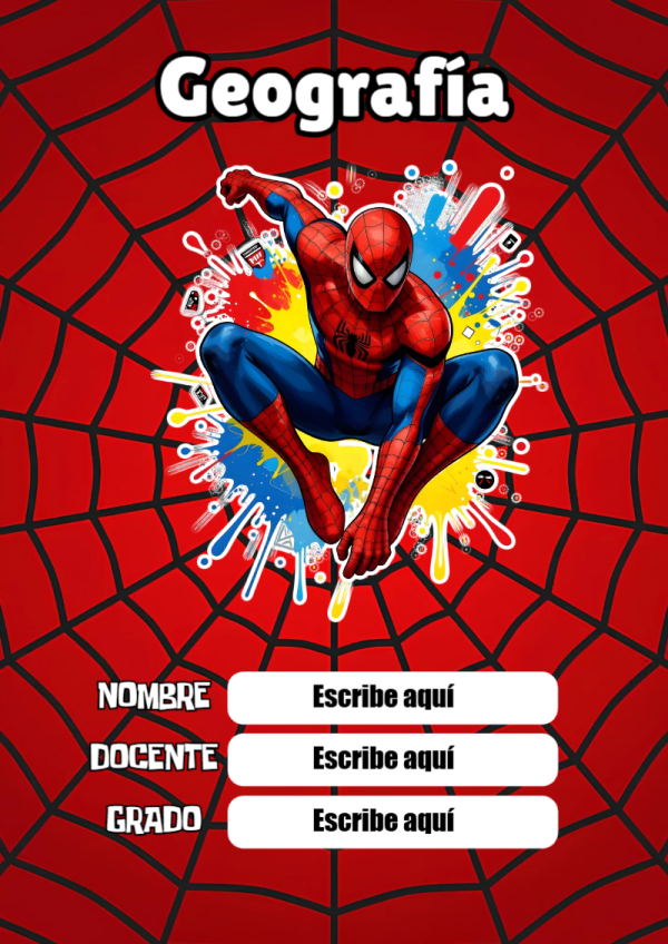 Portada de Spiderman de Geografía para cuaderno ideal para niños - perfecto para organizar tus apuntes