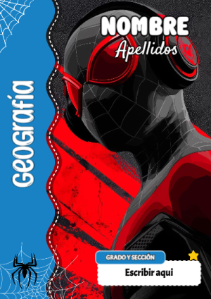 Portada de Spiderman de Geografía para cuaderno con diseño bonito - diseño escolar moderno