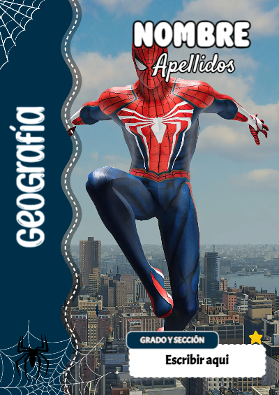 Portada de Spiderman de Geografía para cuaderno ideal para niños - estilo único para estudiantes
