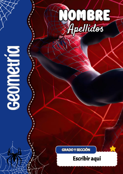 Portada de Spiderman de Geometría para cuaderno lista para imprimir en A4 - disponible para descarga gratuita
